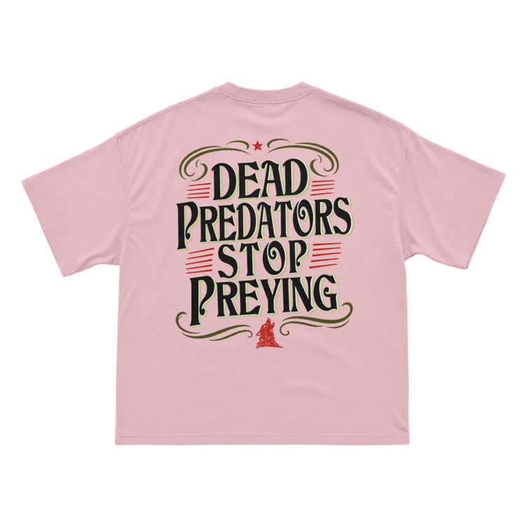 Vintage Dead Predators Stop Preying Back Graphic T-Shirt - Pink - US16-18(2XL) - image 9