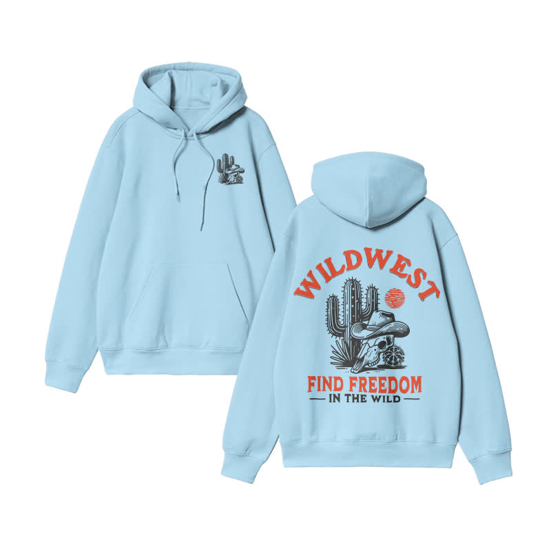 Unisex Wild west find freedom print hoodie - Blue - US16-18(2XL) - image 7