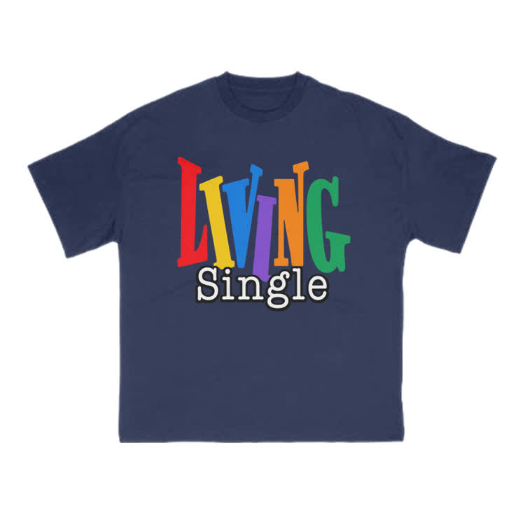 Living Single Rainbow Print T-shirt - Navy Blue - US16-18(2XL) - image 13