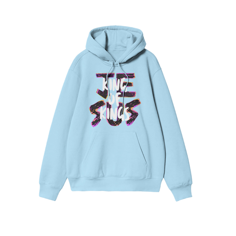 Unisex Jesus Is King Of Kings Print Hoodie - Light Blue - 2XL - image 8