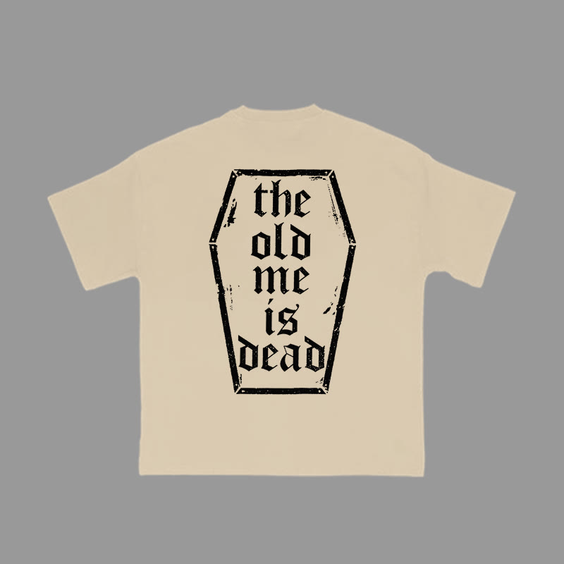 Unisex 100% Cotton The Old Me Is Dead Print Gym T-shirt - Apricot - 2XL - image 6