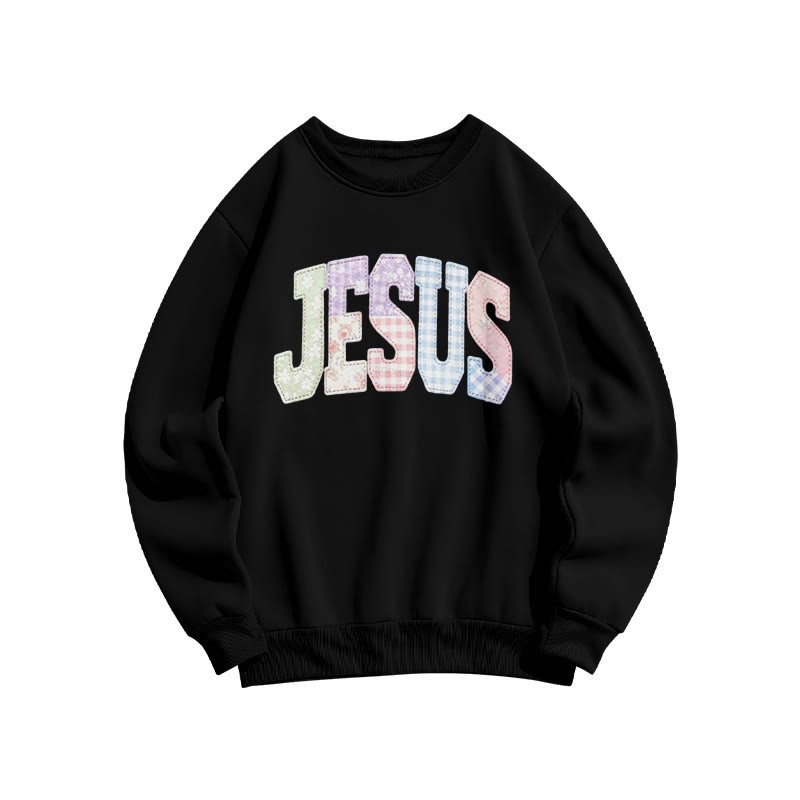 Floral Jesus Print Sweatshirt - Black - US16-18(2XL) - image 4