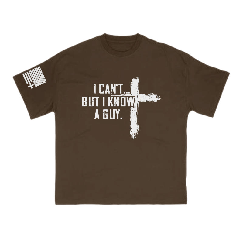 I Can't But I Know A Guy Cross Print T-shirt - Coffee - US16-18(2XL) - image 6