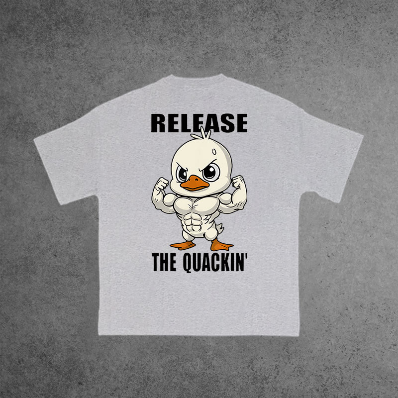 Gym 100% Cotton Release The Quackin Print T-shirt - Grey - US16-18(2XL) - image 5