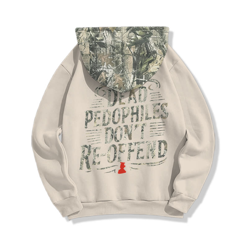 Creative Dead Pedophiles Don't Re-offend Protect The Innocent Dead Leaves Camouflage Print Causal Hoodie - Apricot - US44-46(8XL) - image 4