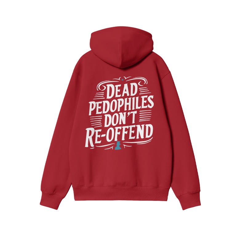 Color-blocked Dead Pedophiles Don't Re-offend Protect The Innocent Print Hoodie - Red - US16-18(2XL) - image 8