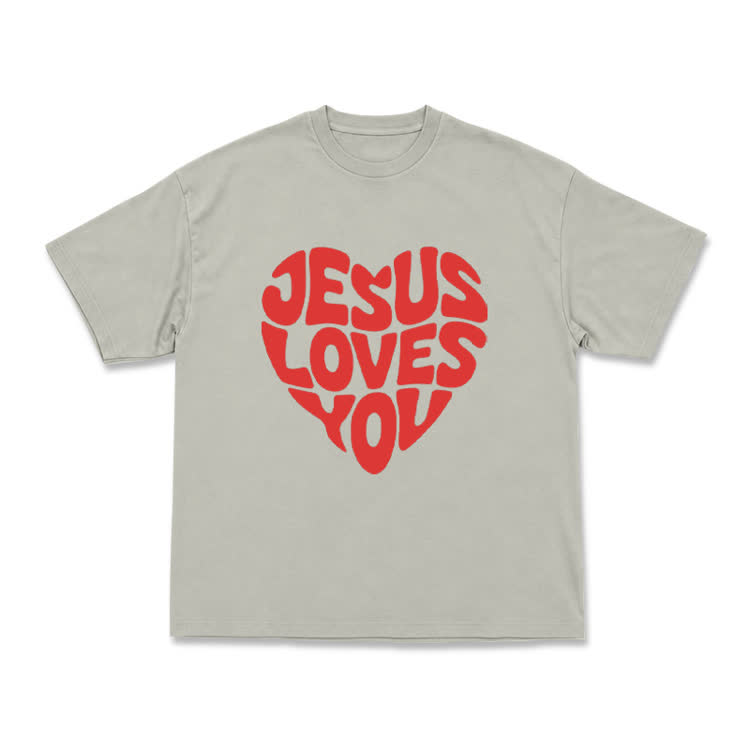Vintage Jesus Loves You Heart Graphic T-Shirt - Warm Grey - US16-18(2XL) - image 12