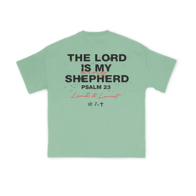 Unisex The Lord Is My Shepherd Psalm 23 Print T-shirt - Green - US16-18(2XL) - image 10