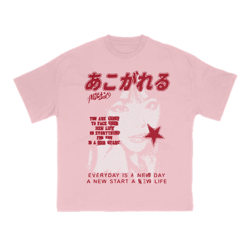 Unisex 100% Cotton Everyday Is A New Day Print T-shirt - Pink - US16-18(2XL) - image 8