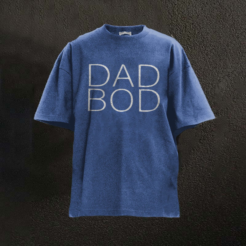100% Cotton Dad Bod Printed Washed Gym T-shirt - Blue - 2XL - image 5