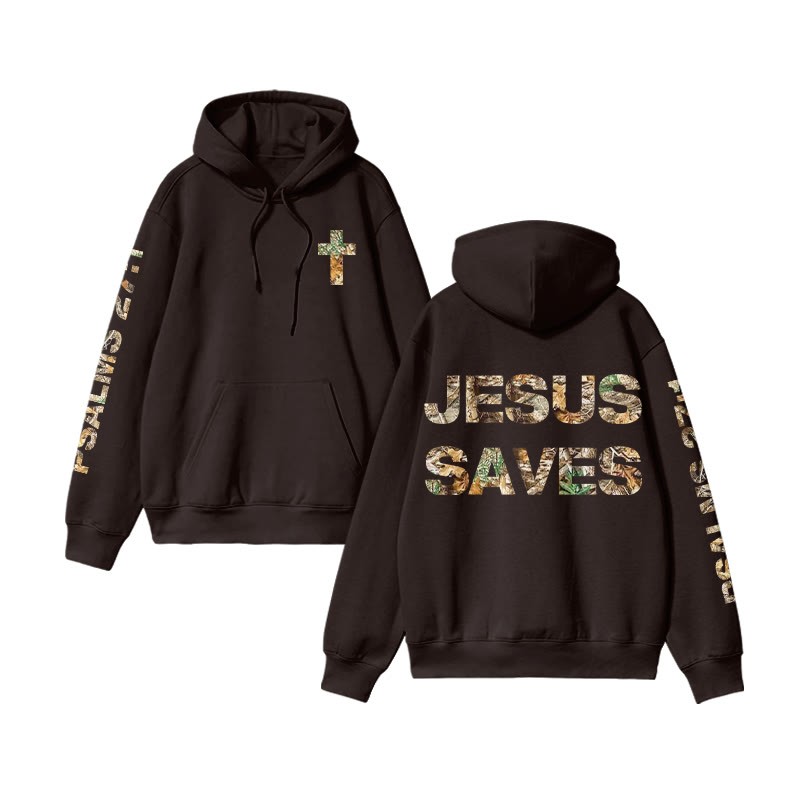 Unisex 100% Cotton Jesus Saves Dead Leaves Camouflage Print Hoodie