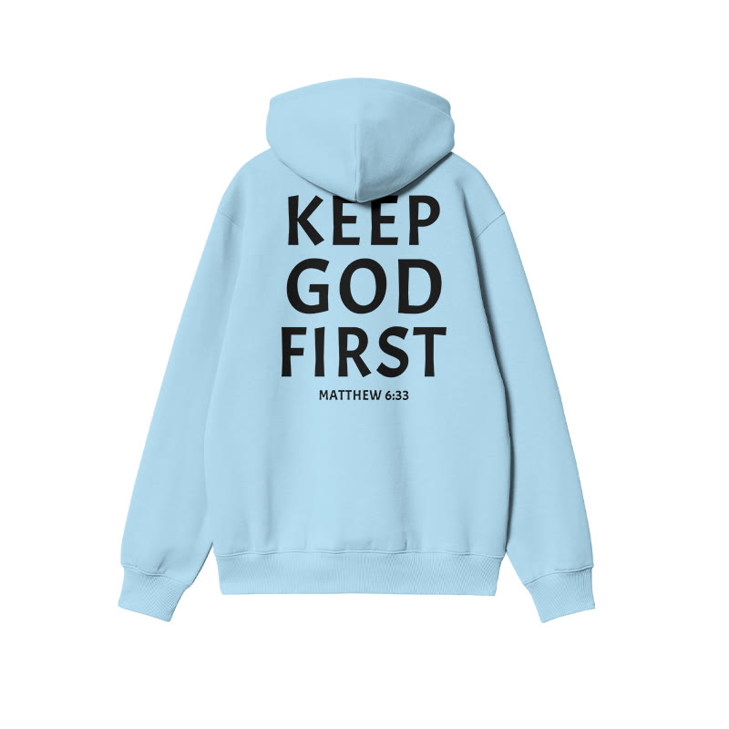 Unisex Keep God First Print Hoodie - Blue - US16-18(2XL) - image 7