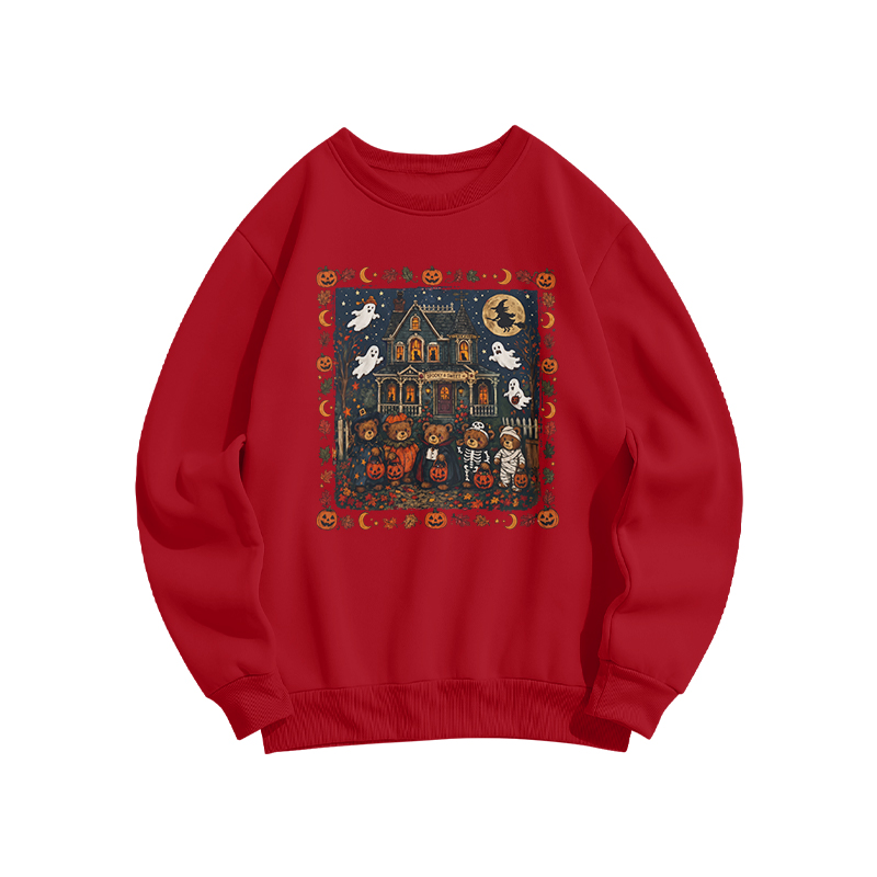 Halloween Haunted House Graphic Print Sweatshirt - Red - US16-18(2XL) - image 6