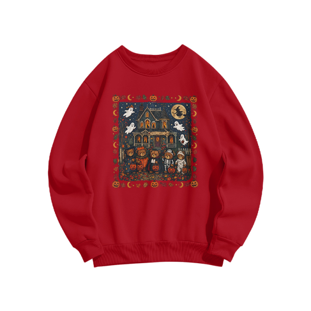 Halloween Haunted House Graphic Print Sweatshirt - Red - US16-18(2XL) - image 6