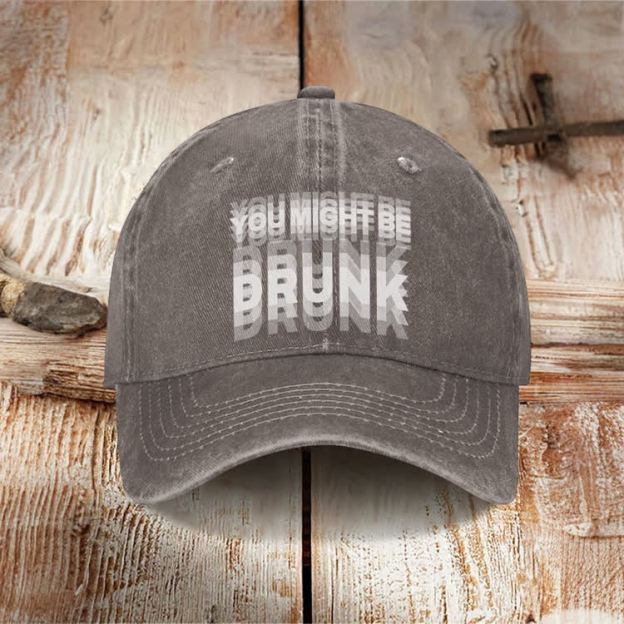 You Might Be Drunk Print Washed Cap - Coffee - one size - image 5
