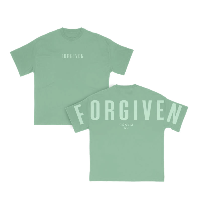 Unisex Forgiven Psalm 32:1 Print T-shirt - Green - US16-18(2XL) - image 7