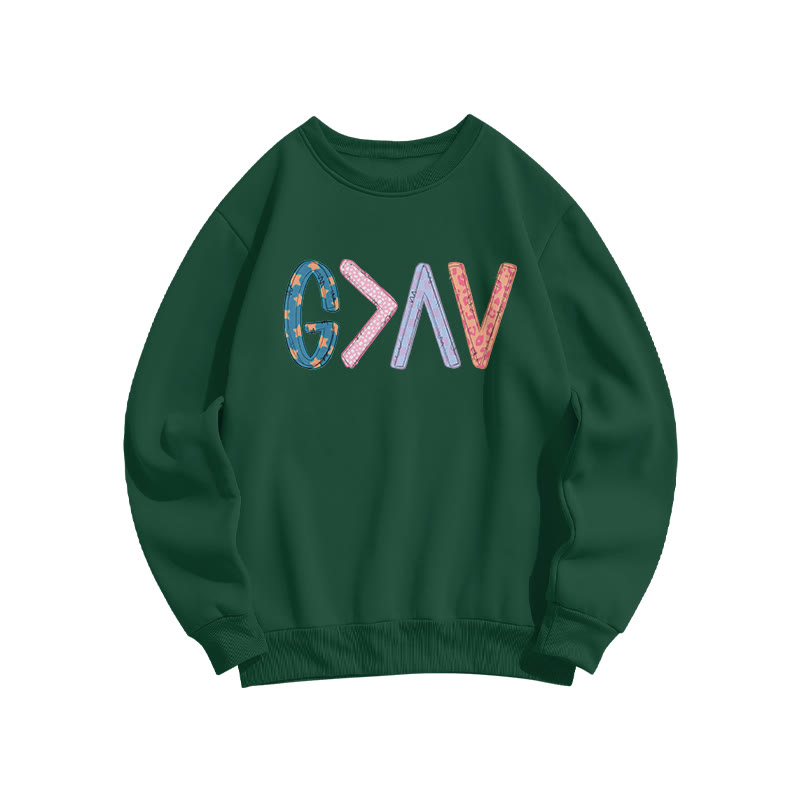 God Is Greater Than The Highs And Lows Print Sweatshirt - Dark Green - US16-18(2XL) - image 7