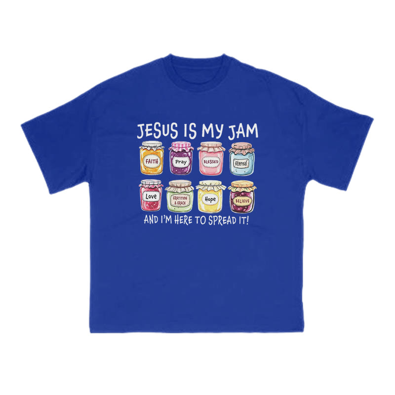 Unisex 100% Cotton Jesus Is My Jam Print T-shirt - Blue - US16-18(2XL) - image 8