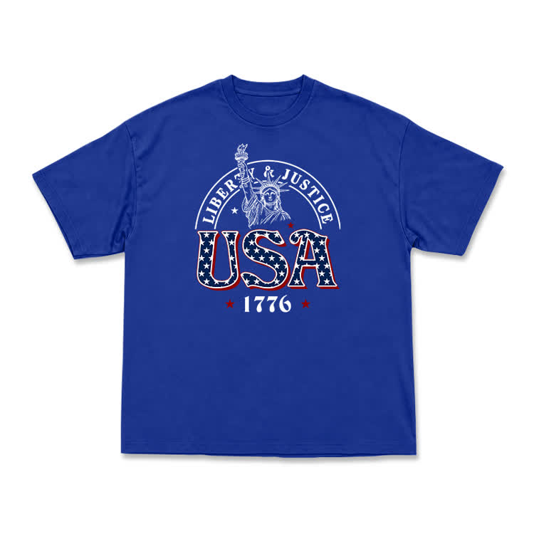 Liberty and Justice USA 1776 Patriotic Graphic T-Shirt - Blue - US16-18(2XL) - image 3