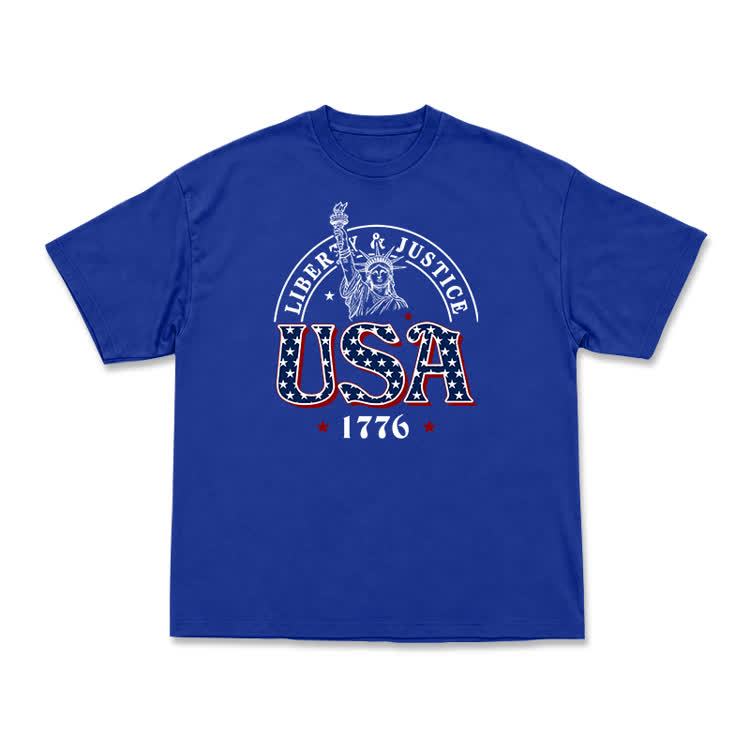 Liberty and Justice USA 1776 Patriotic Graphic T-Shirt - Blue - US16-18(2XL) - image 3