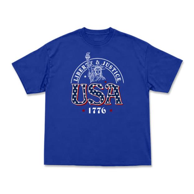 Liberty and Justice USA 1776 Patriotic Graphic T-Shirt - Blue - US16-18(2XL) - image 3