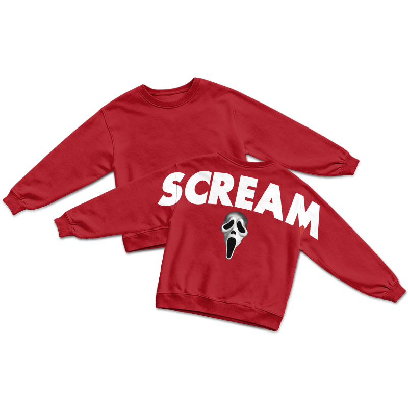 Streetwear SCREAM Mask Graphic Round Neck Sweatshirt - Red - US16-18(2XL) - image 5