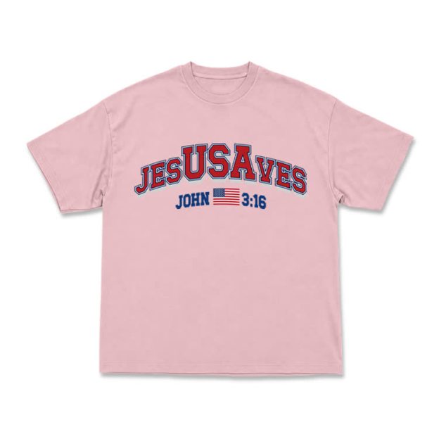 Everyday Vintage Jesusaves Graphic T-Shirt - Pink - US16-18(2XL) - image 3