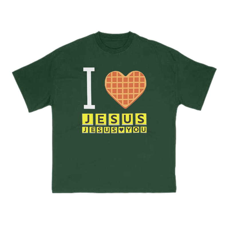 Unisex I Love Jesus Jesus Loves You Print T-shirt - Green - US16-18(2XL) - image 7