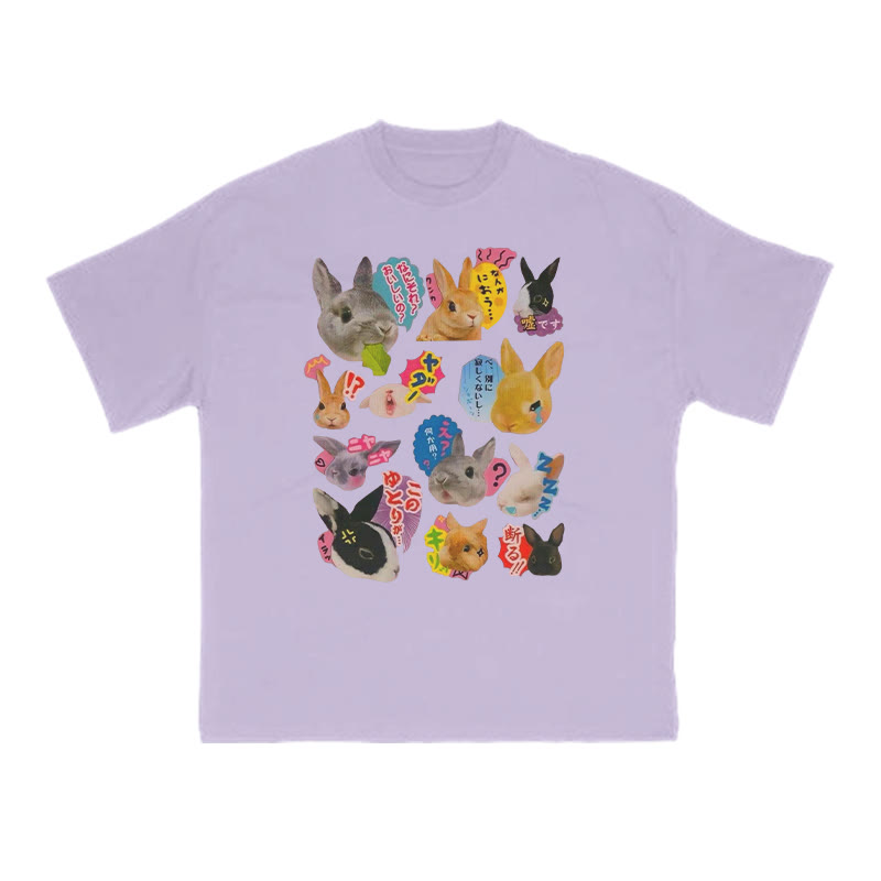 Cute Bunny Print T-shirt - Purple - US16-18(2XL) - image 9
