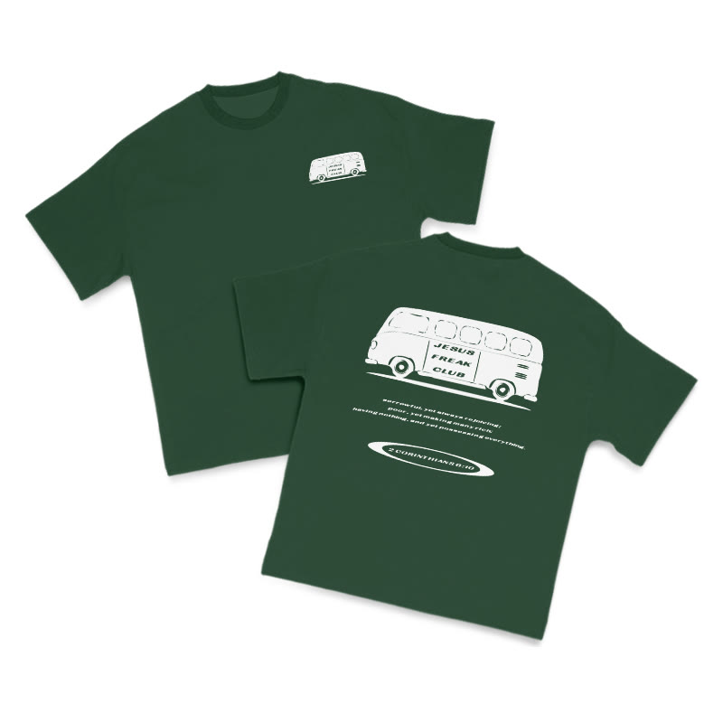 Jesus Freak Club Bus Print T-shirt - Green - US16-18(2XL) - image 7