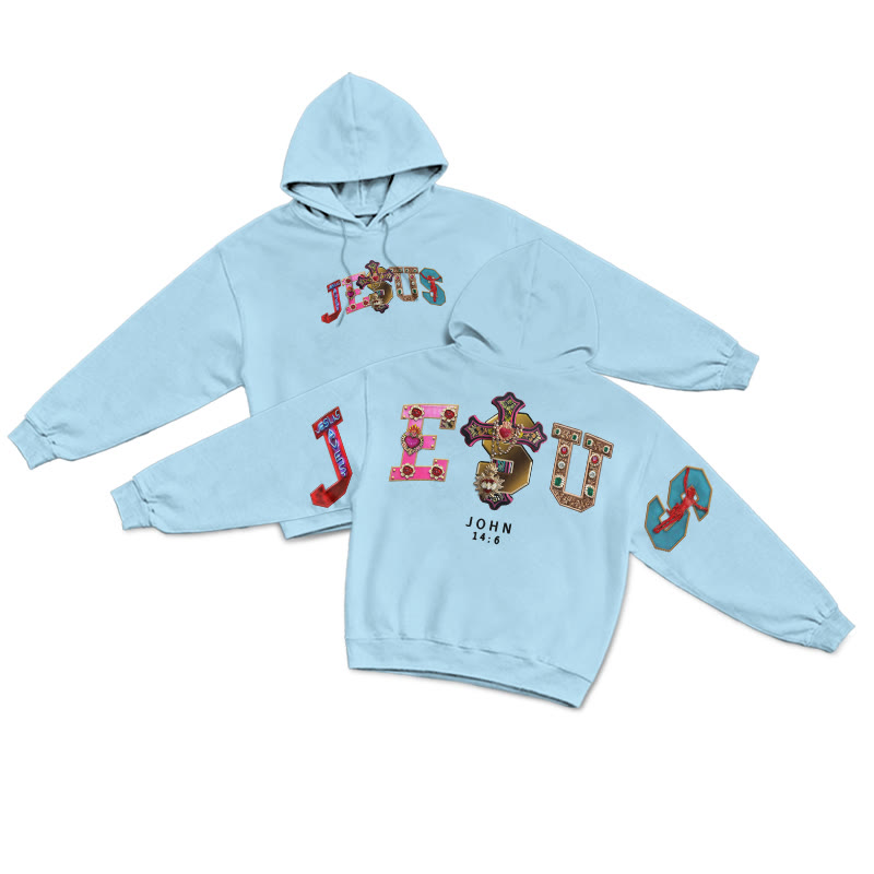 Gemstone Jesus John 14:6 Print Hoodie - Blue - US16-18(2XL) - image 12