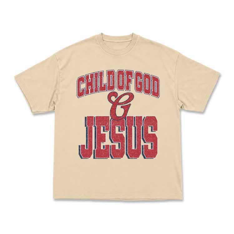 Vintage Child of God and Jesus Graphic T-Shirt - Apricot - US16-18(2XL) - image 12