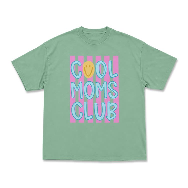 Cream Cool Moms Club Smile Graphic T-Shirt - Light Green - US16-18(2XL) - image 7