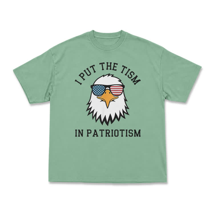 Casual I Put the Tism in Patriotism Eagle Graphic T-Shirt - Light Green - US16-18(2XL) - image 7