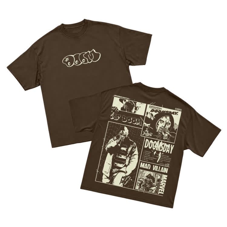 Vintage Streetwear Comic Panel Graphic Print T-Shirt - Coffee - US16-18(2XL) - image 4