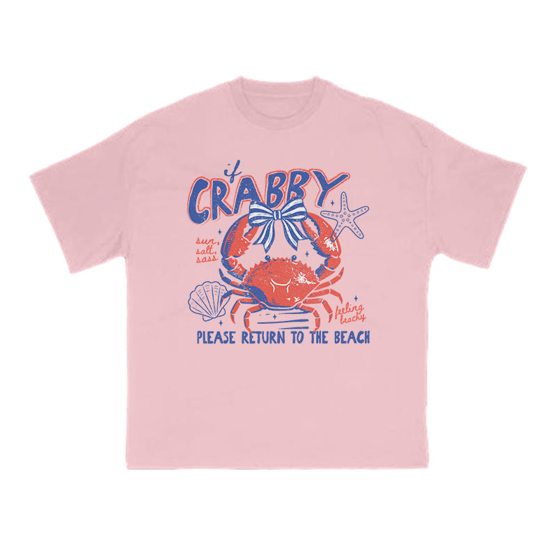 If Crabby Please Return To The Beach Print T-shirt - Pink - US16-18(2XL) - image 7
