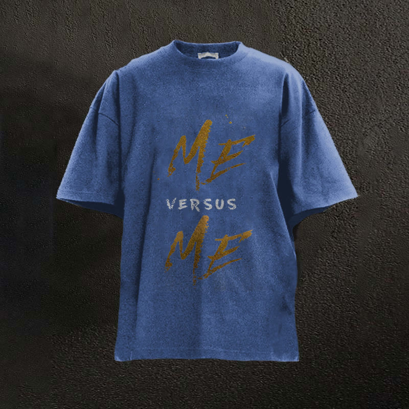 100% Cotton Me Versus Me Printed Washed Gym T-shirt - Blue - 2XL - image 5