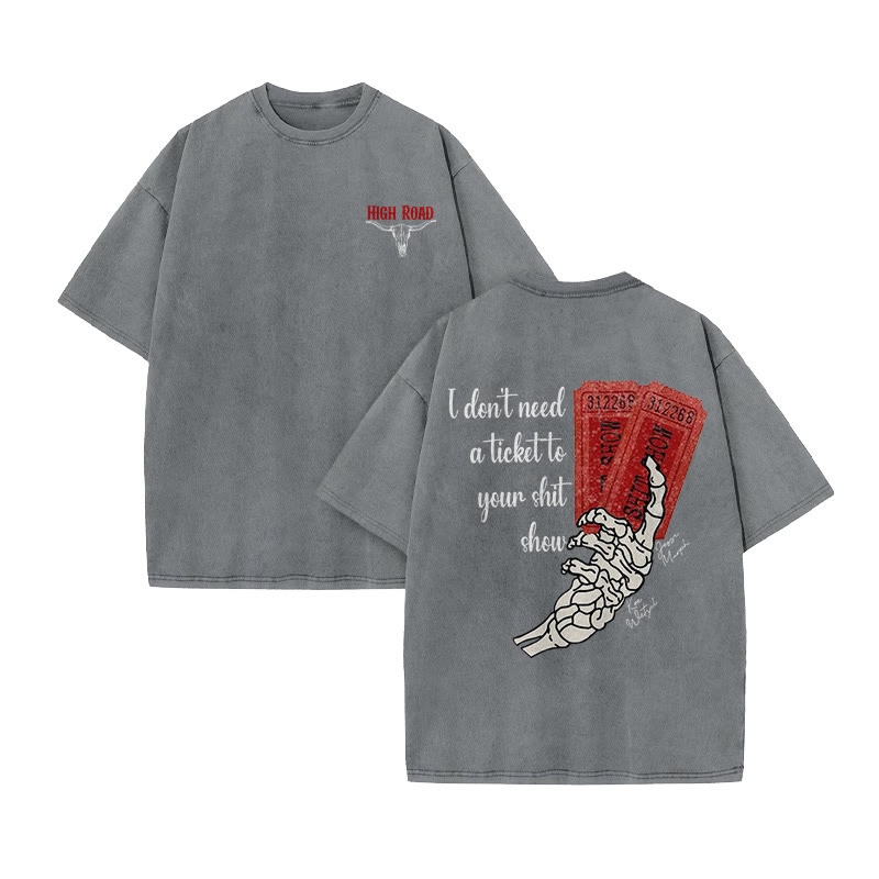 Unisex 100% Cotton Western High Road Vintage Print Acid Washed T-shirt