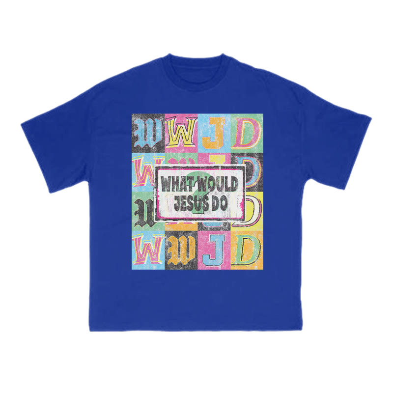 Unisex 100% Cotton What Would Jesus Do Print T-shirt - Blue - US16-18(2XL) - image 7