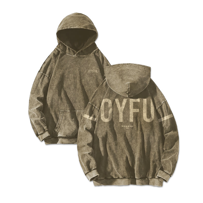 Joyful Romans 12:12 Printed Washed Hoodie  - Khaki - US16-18(2XL) - image 3