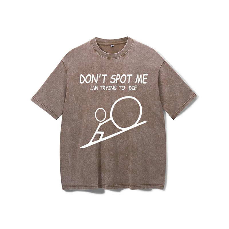 100% Cotton Don't Spot Me Stick Figure Printed Washed Gym T-shirt - image 9