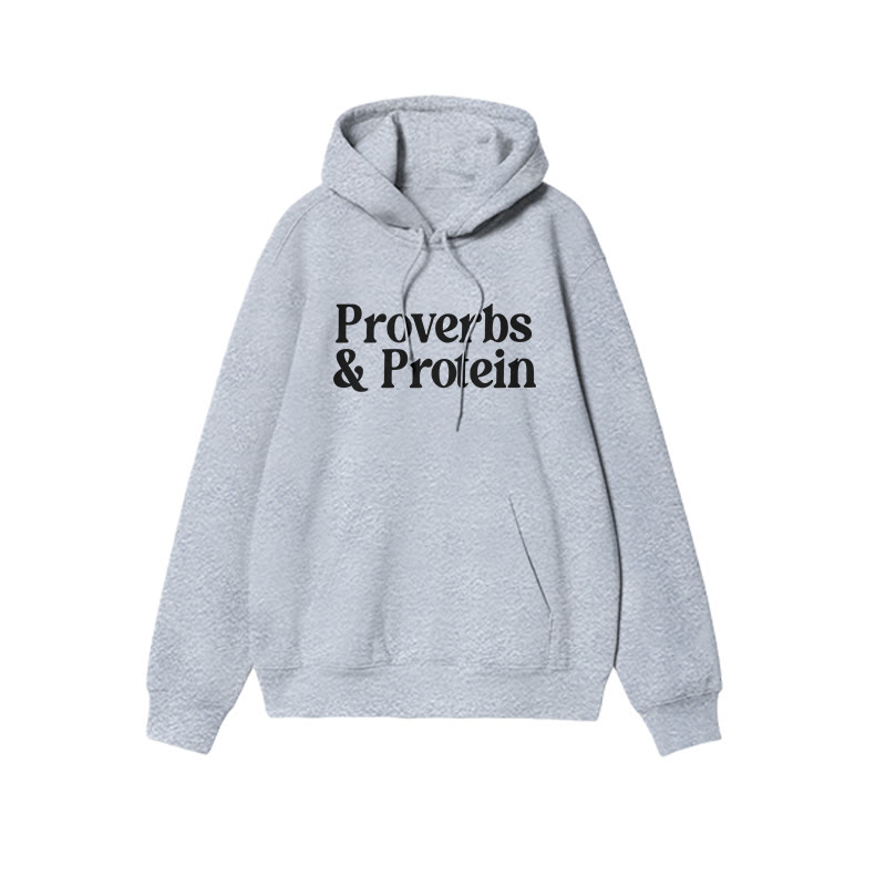 Proverbs & Protein Print Hoodie - Grey - US16-18(2XL) - image 3