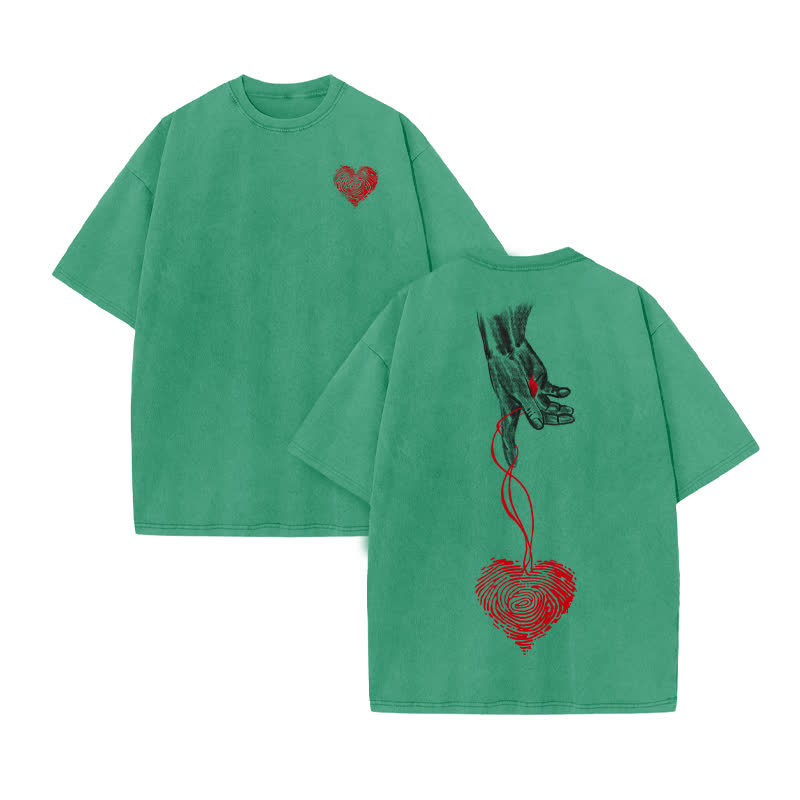 Unisex Jesus Loves You Print Acid Washed T-shirt - Green - US20-22(3XL) - image 7