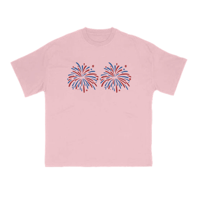 Funny Fireworks Print T-shirt - Pink - US16-18(2XL) - image 12