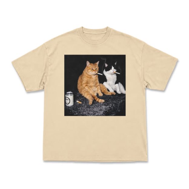 Vintage Smoking Cats Graphic T-Shirt - Apricot - US16-18(2XL) - image 7