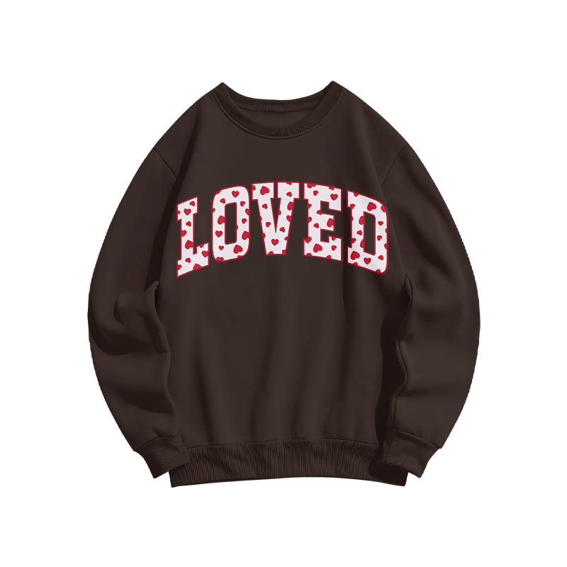 Heart Patterns Loved Valentine's Day Print Sweatshirt - Coffee - US16-18(2XL) - image 4