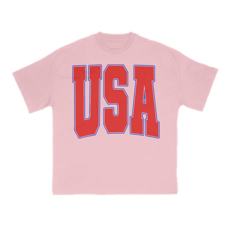 USA Print T-shirt - Pink - US16-18(2XL) - image 12