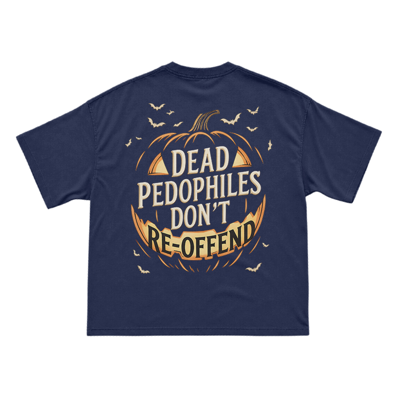 Halloween Pumpkin Statement Print T-Shirt - Navy Blue - US16-18(2XL) - image 15