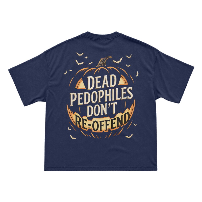 Halloween Pumpkin Statement Print T-Shirt - Navy Blue - US16-18(2XL) - image 15
