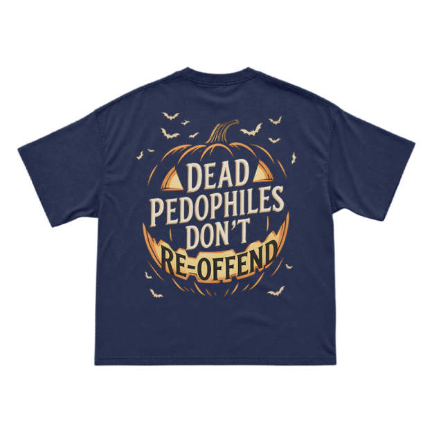 Halloween Pumpkin Statement Print T-Shirt - Navy Blue - US16-18(2XL) - image 15